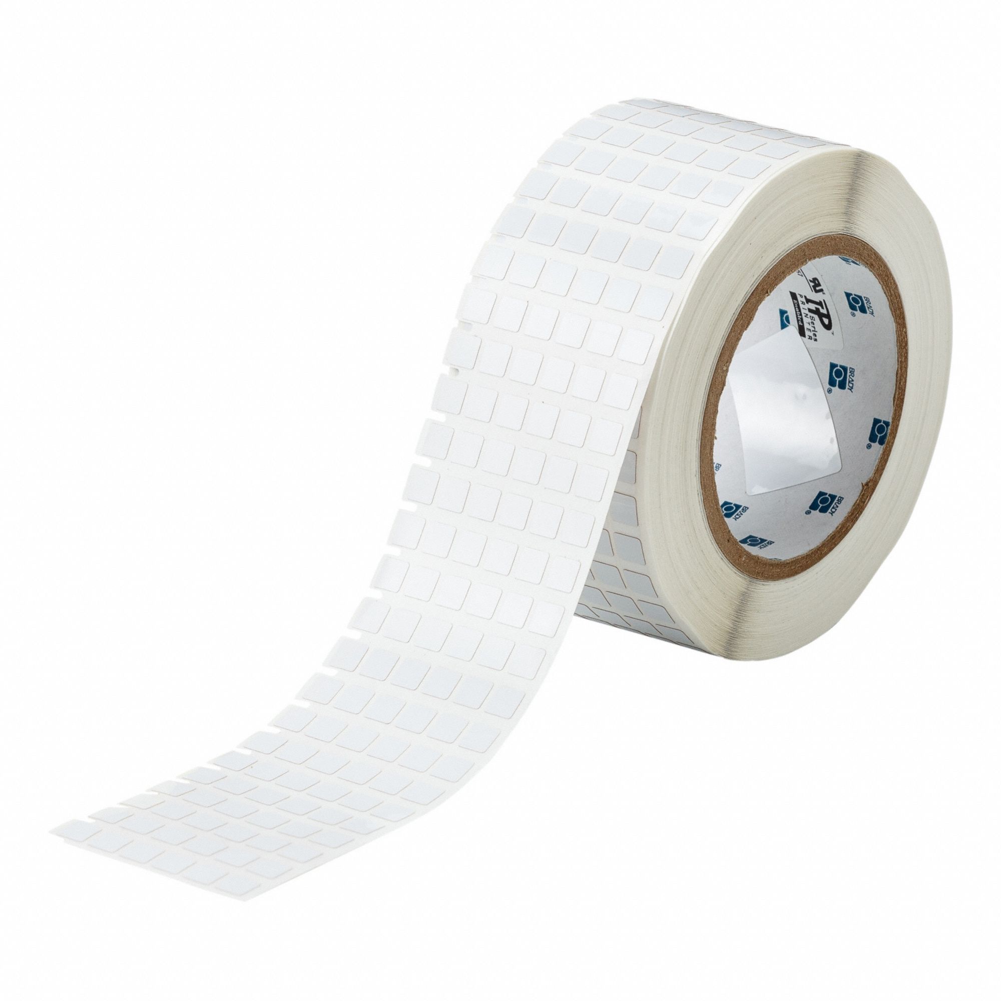 Pre-Cut Label Stock Roll: 5/16 in x 5/16 in, 5/16 in x 5/16 in, Polyimide, Permanent Adhesive