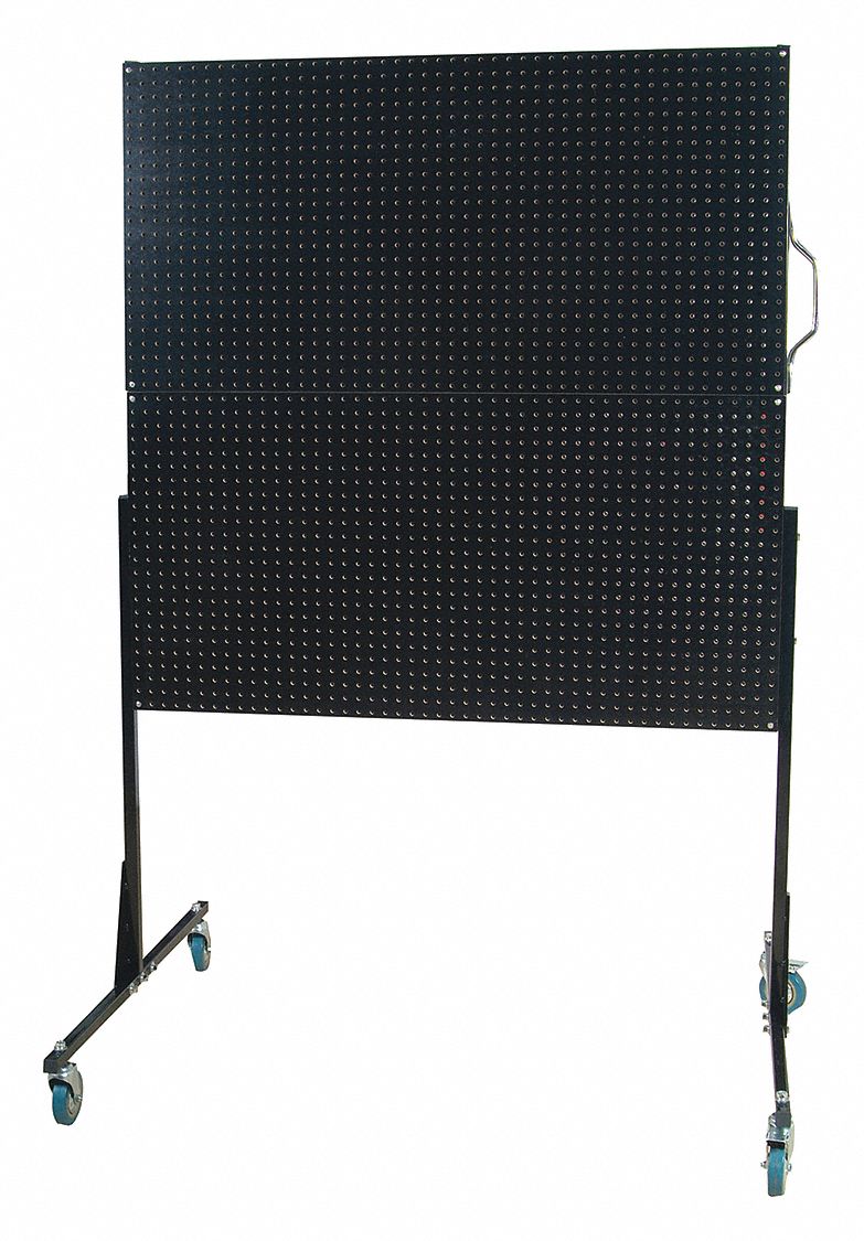 MOBILE PEGBOARD,150 LB,BLC,50 1/2 IN W,80 IN H,36 3/8 IN D,32 SQ FT,STEEL/HDF/NEOPRENE