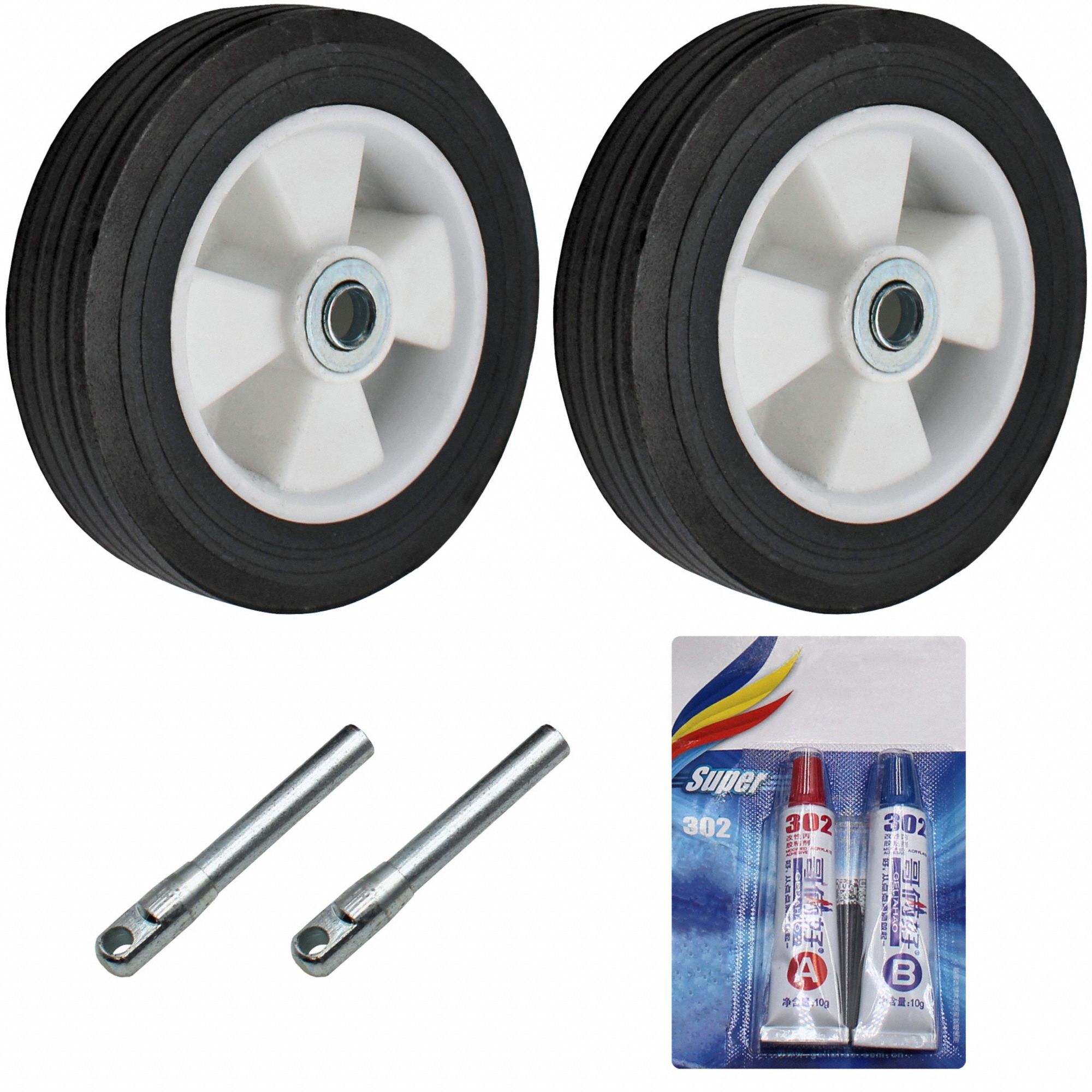 Replacement Part Kit: Fiberglass, (2) Pulling Ends/(2) Wheels/Glue