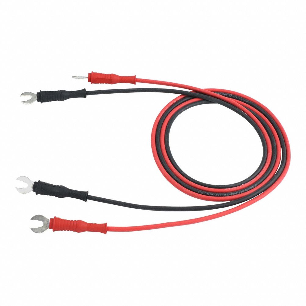 Spade Connector Test Lead Set: 39 in Lg, Spade Lug, 0.23 in Meter Connection End Size