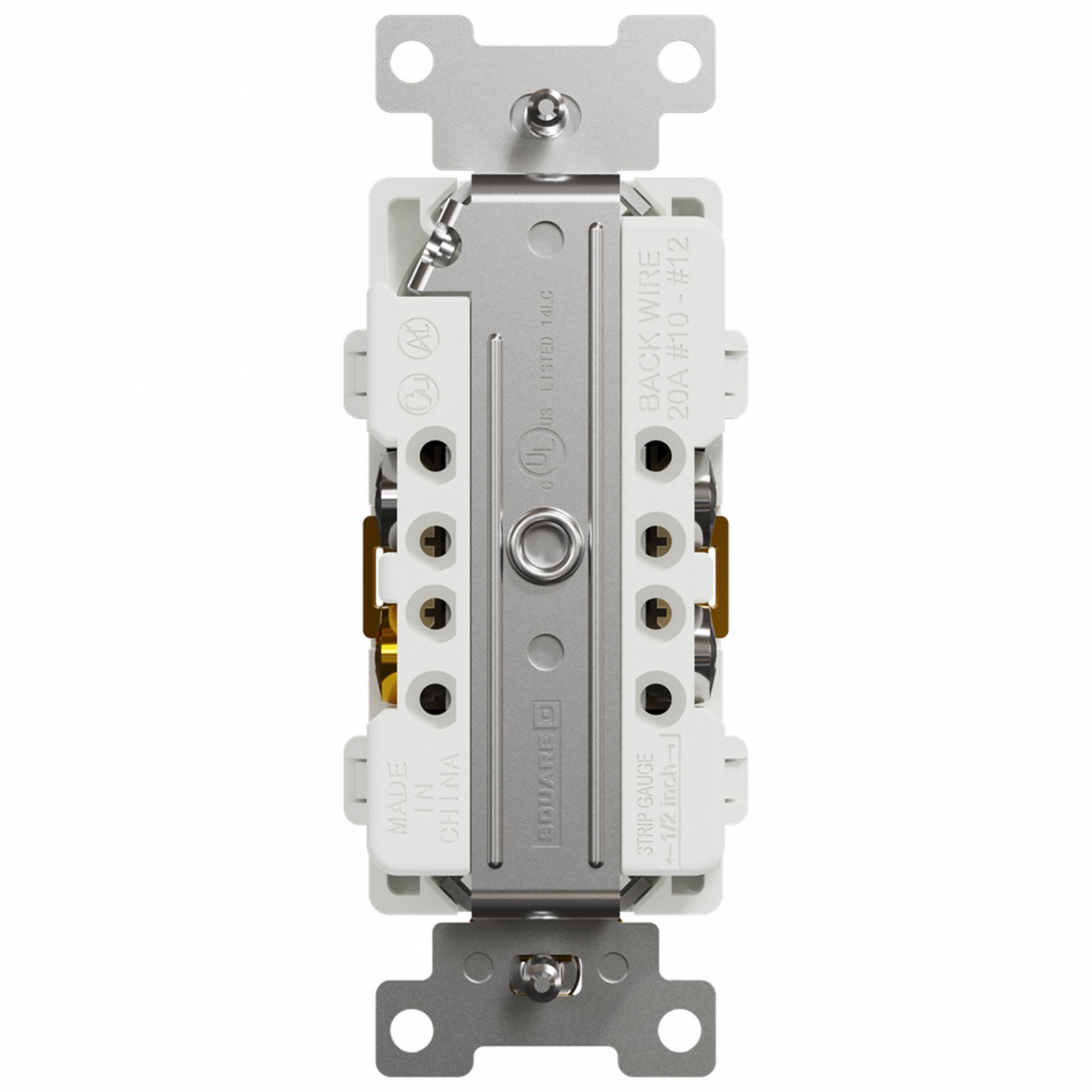 SOCKET OUTLET, 125 V AC, 1.5 W X 4.06 H X 1.1 IN D, WHITE HOUSING, 2 POLES, 1 GANG, 10 TO 12 AWG