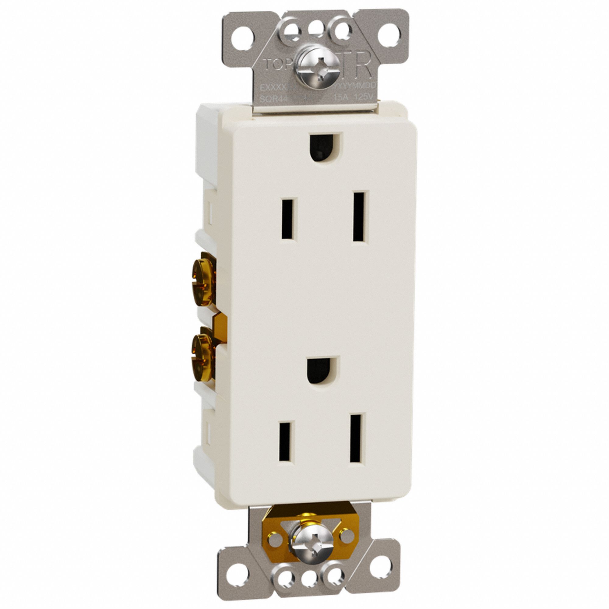 SOCKET OUTLET, 125 V AC, 1.4 W X 4.06 H X 1.06 IN D, ALMOND HOUSING, 2 POLES, 1 GANG, 12 TO 14 AWG