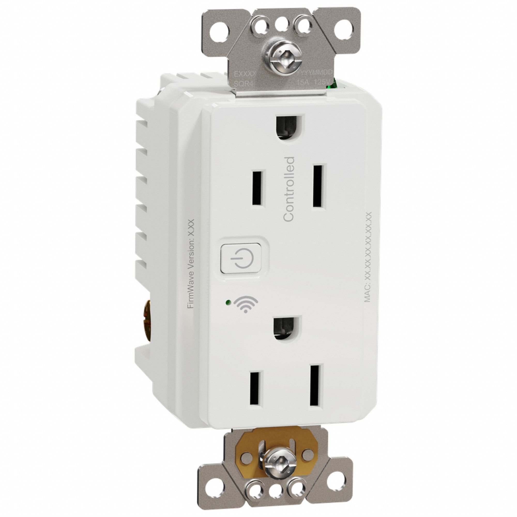 SOCKET OUTLET, 125 V AC, 1.7 W X 4.06 H X 1.7 IN D, WHITE HOUSING, 2 POLES, 1 GANG, 12 TO 14 AWG