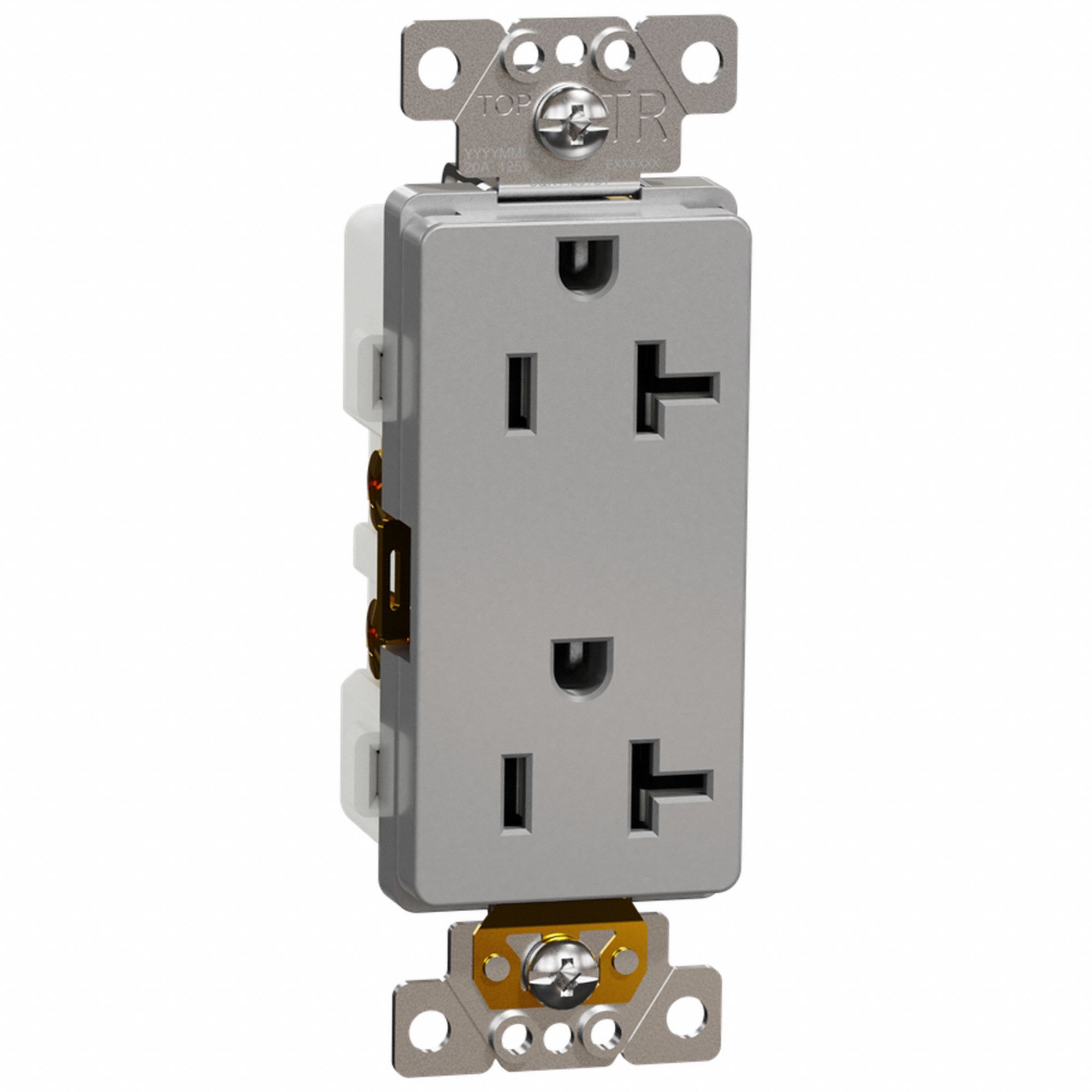 SOCKET OUTLET, 125 V AC, 1.5 W X 4.06 H X 1.2 IN D, GREY HOUSING, 2 POLES, 1 GANG, 10 TO 12 AWG