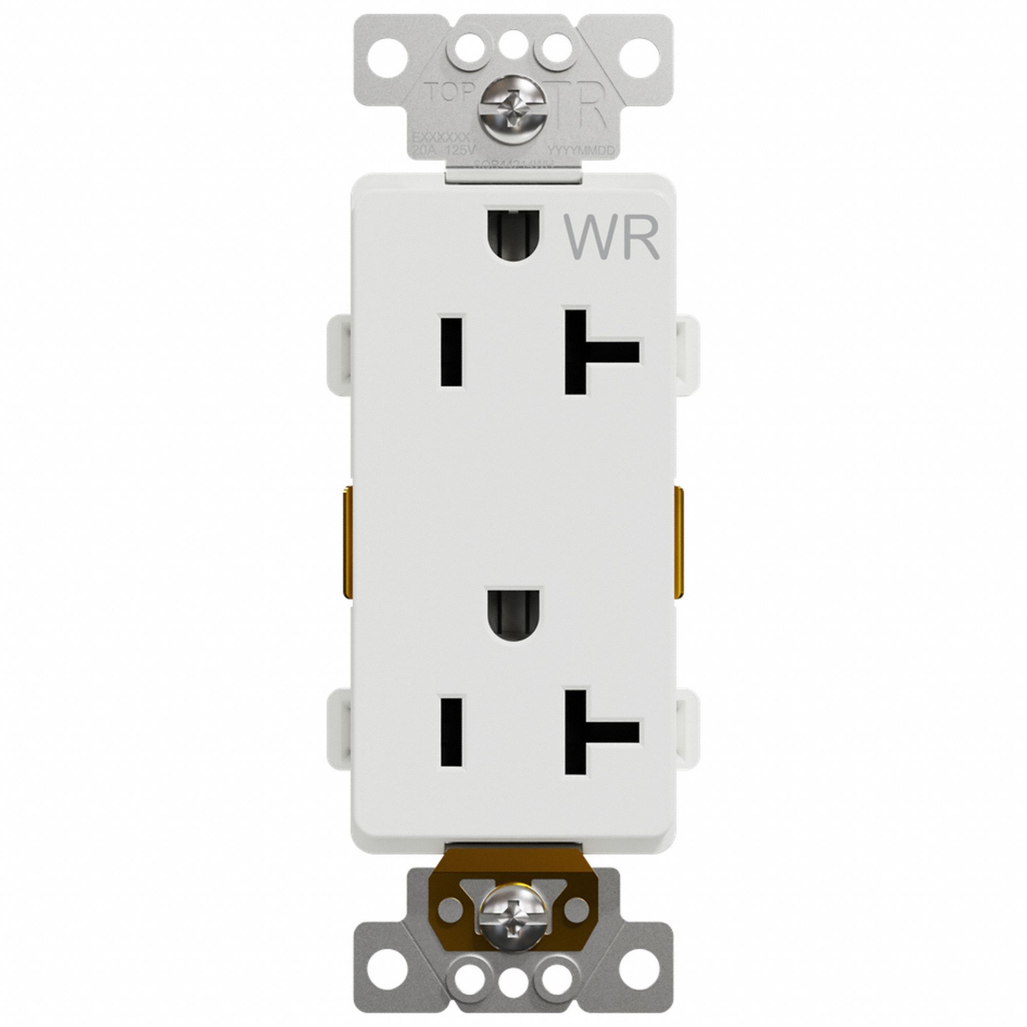 SOCKET OUTLET, 125 V AC, 1.5 W X 4.06 H X 1.2 IN D, WHITE HOUSING, 2 POLES, 1 GANG, 10 TO 12 AWG