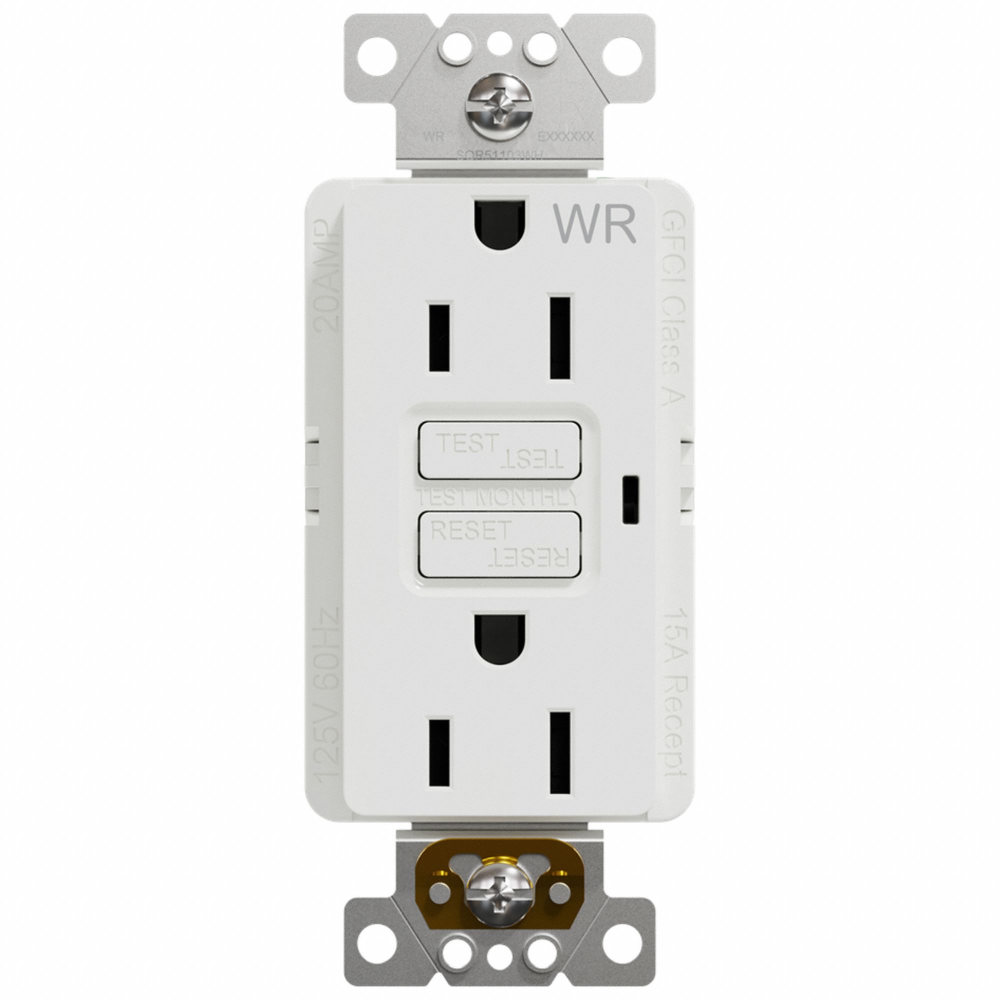 SOCKET OUTLET, 125 V AC, 1.7 IN W X 4.06 IN H X 1.6 IN D, WHITE HOUSING, 2 POLES, 1 GANG