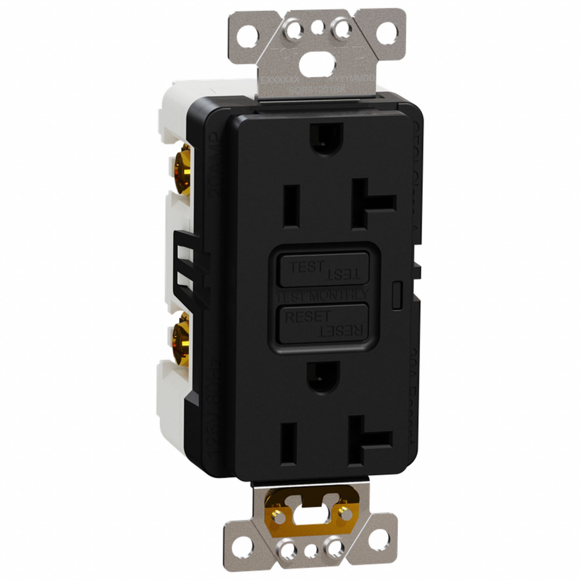 SOCKET OUTLET, 125 V AC, 1.7 IN W X 4.06 IN H X 1.6 IN D, BLACK HOUSING, 2 POLES, 1 GANG