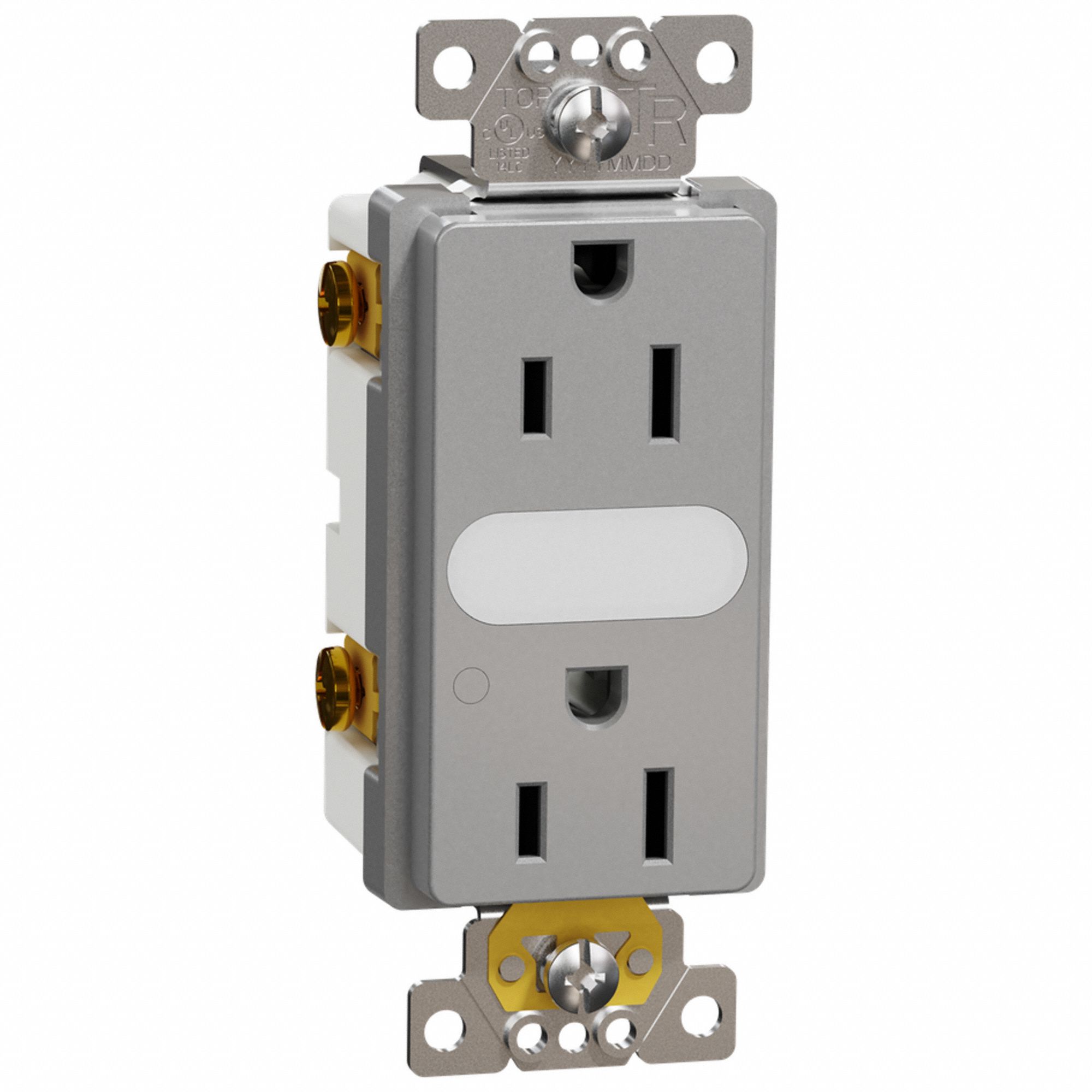 SOCKET OUTLET, 125 V AC, 1.7 W X 4.06 H X 1.4 IN D, GREY HOUSING, 2 POLES, 1 GANG, 12 TO 14 AWG