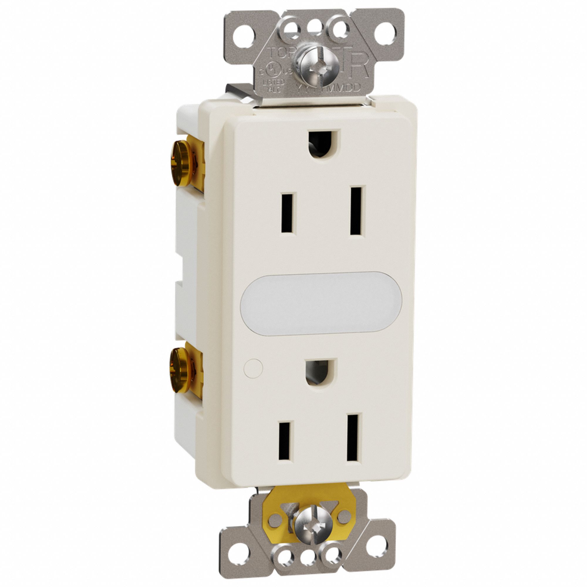 SOCKET OUTLET, 125 A, 1.7 W X 4.06 H X 1.4 IN D, ALMOND HOUSING, 2 POLES, 1 GANG, 12 TO 14 AWG