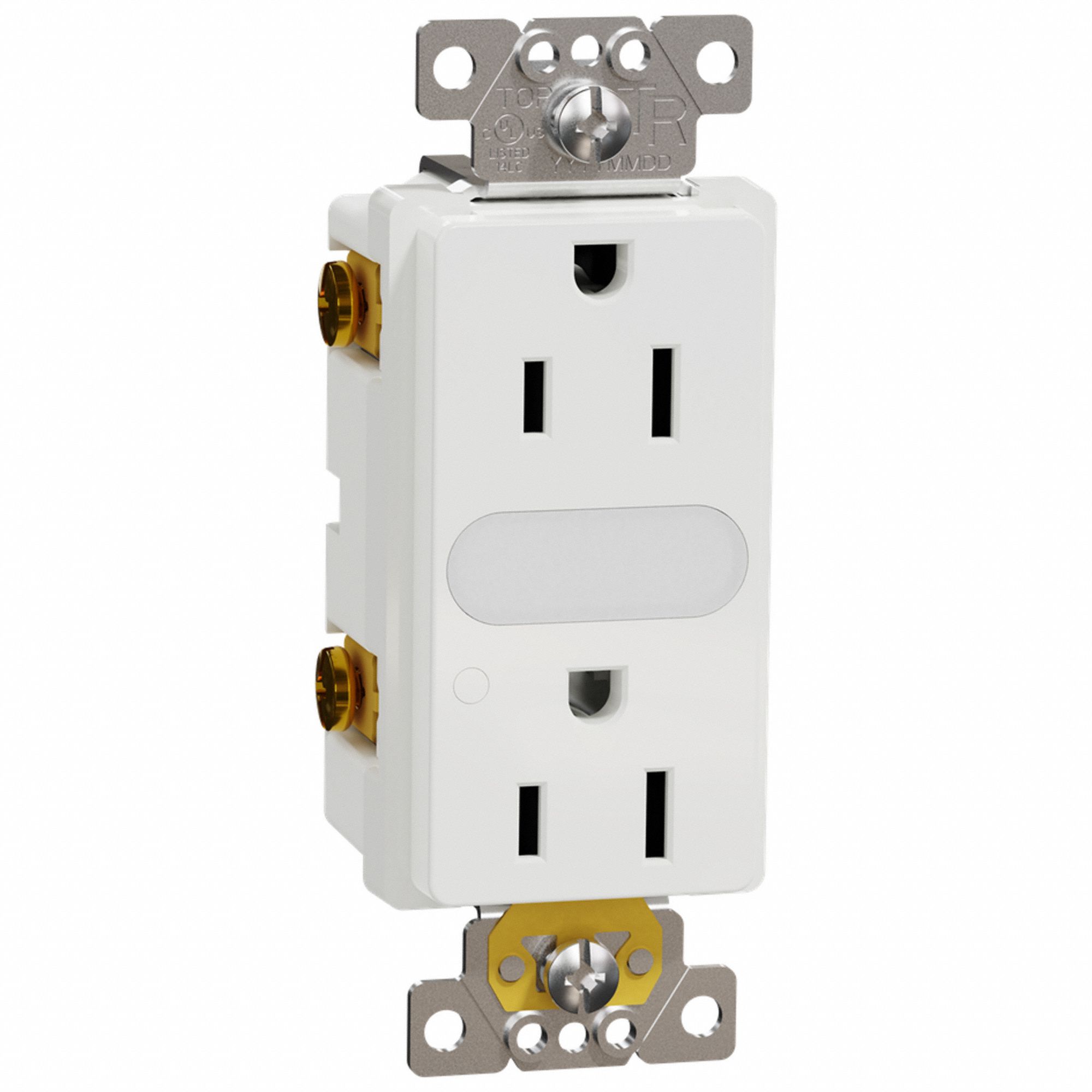 SOCKET OUTLET, 125 V AC, 1.7 W X 4.06 H X 1.4 IN D, WHITE HOUSING, 2 POLES, 1 GANG, 12 TO 14 AWG