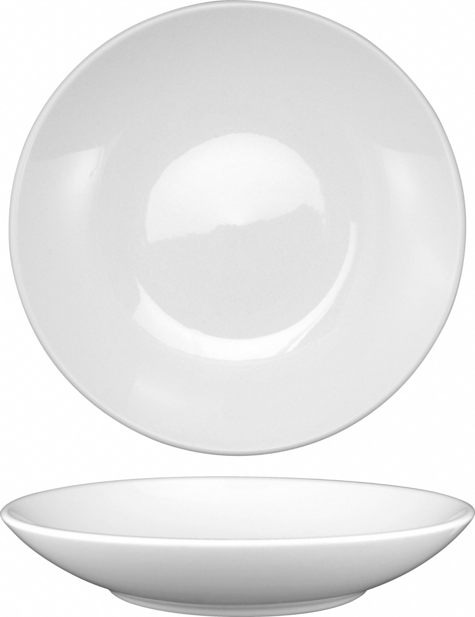 Pasta Bowl: Torino, 22 oz Capacity, European White, Porcelain, 8 in Dia, 1 1/2 in Overall Ht