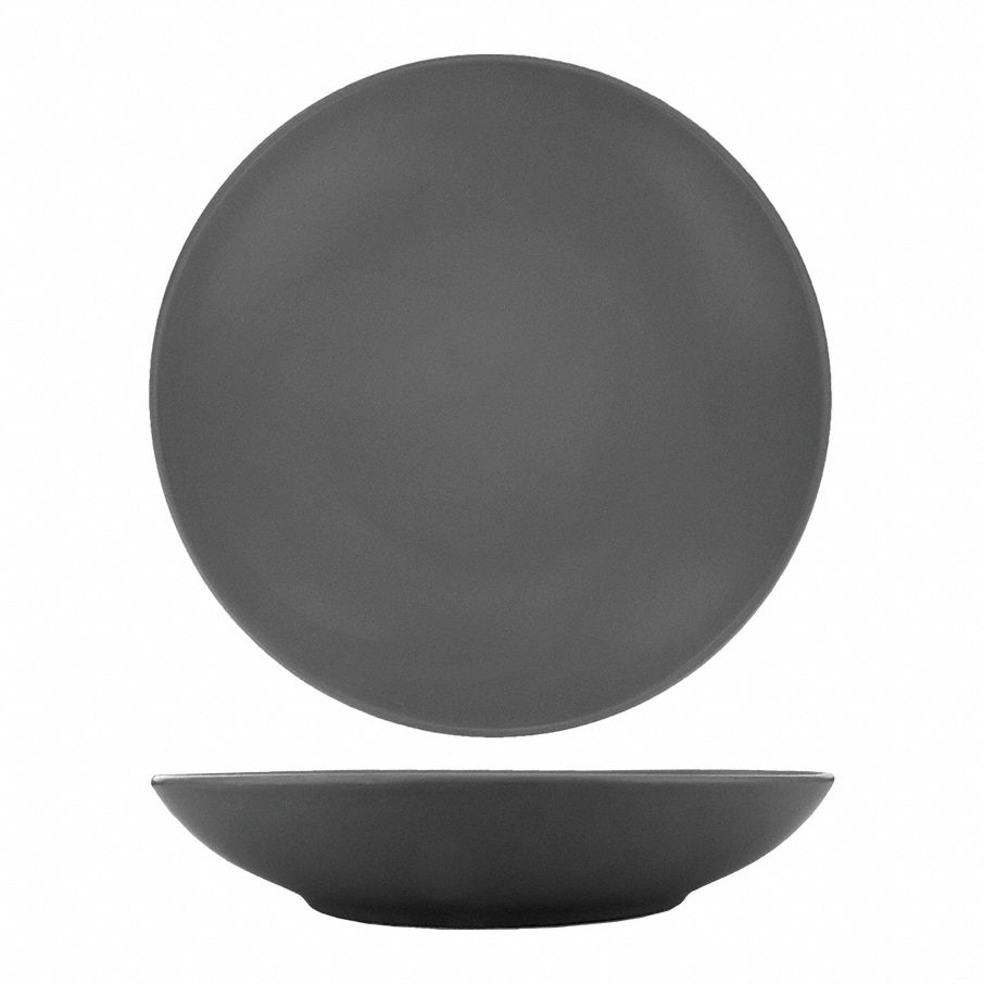 Pasta Bowl: Torino, 40 oz Capacity, Matte Gray, Porcelain, 10 in Dia, 1 7/8 in Overall Ht