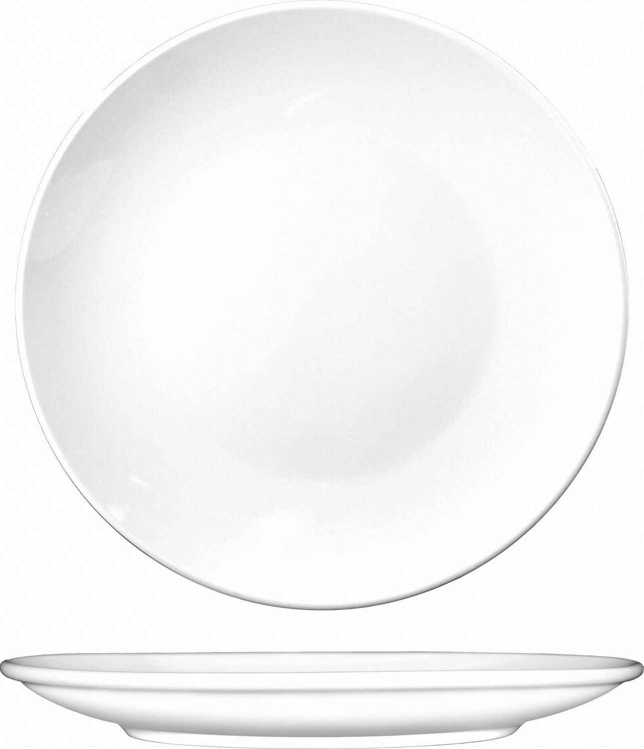 Coupe Plate: Torino, European White, Porcelain, 10 in Dia