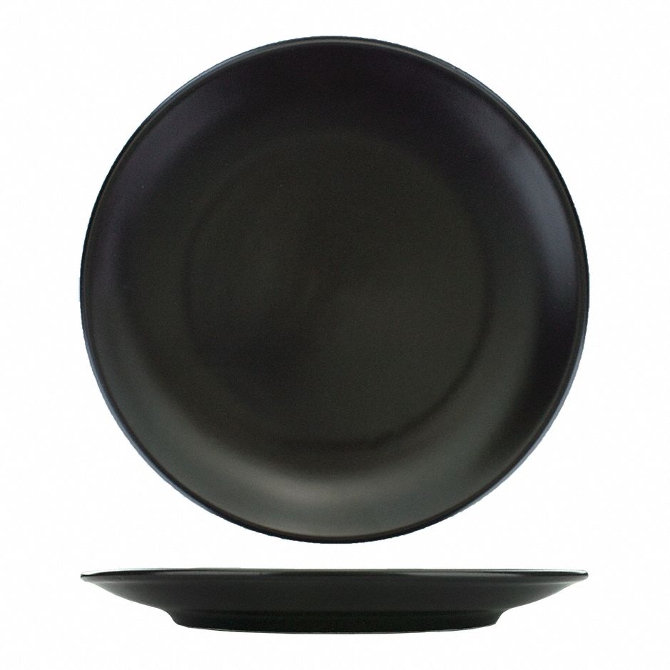 Coupe Plate: Torino, Matte Black, Porcelain, 10 in Dia
