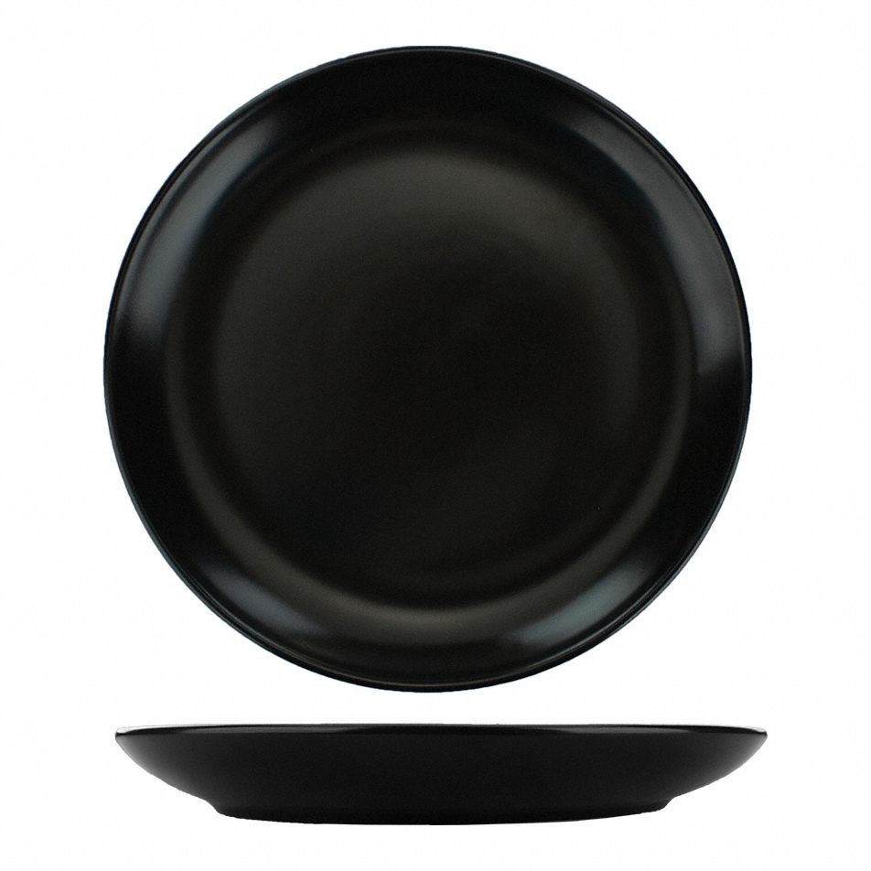 Deep Coupe Plate: Torino, Matte Black, Porcelain, 7 7/8 in Dia
