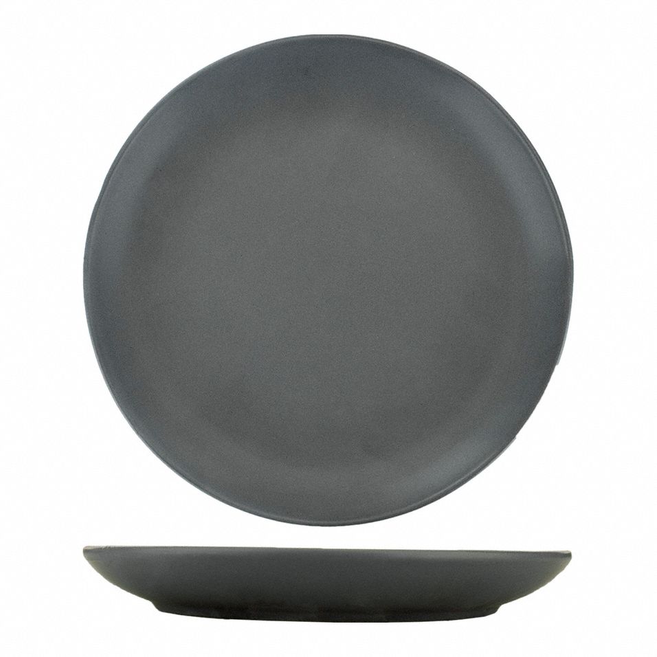 Deep Coupe Plate: Torino, Matte Gray, Porcelain, 7 7/8 in Dia