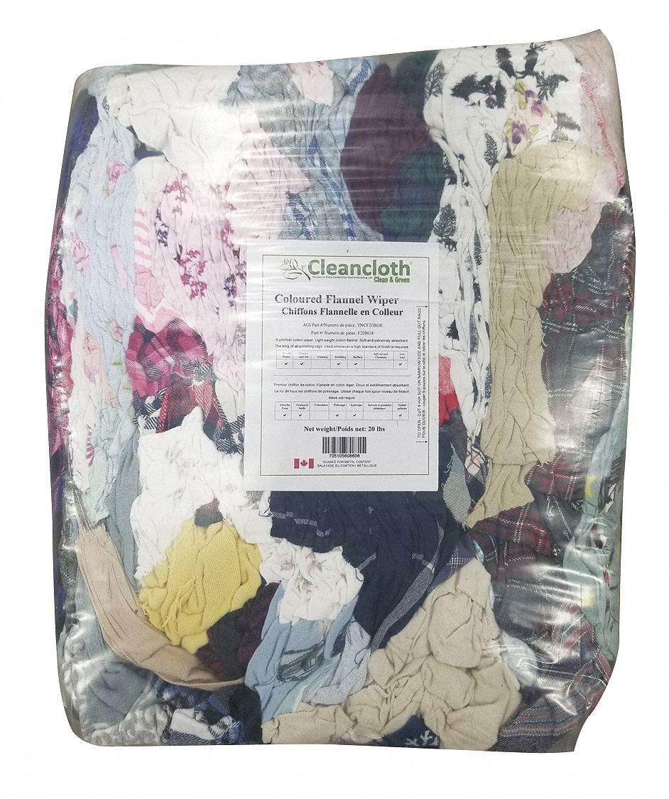 TISSU FLANELLE,HLE ET GRAISSE,COULEURS ASSORS,DIFFÉRENTES TLE,20 LB,CTN,BTE EST DE 144