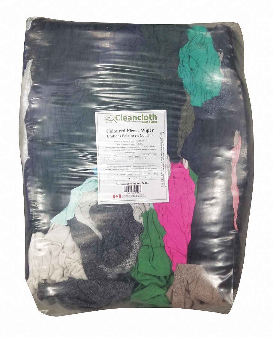 FLEECE CLOTH, OIL AND GREASE, ASSORTED COLOURS, VARIED SIZES, 20 LBS, COTTON, EST PK 141