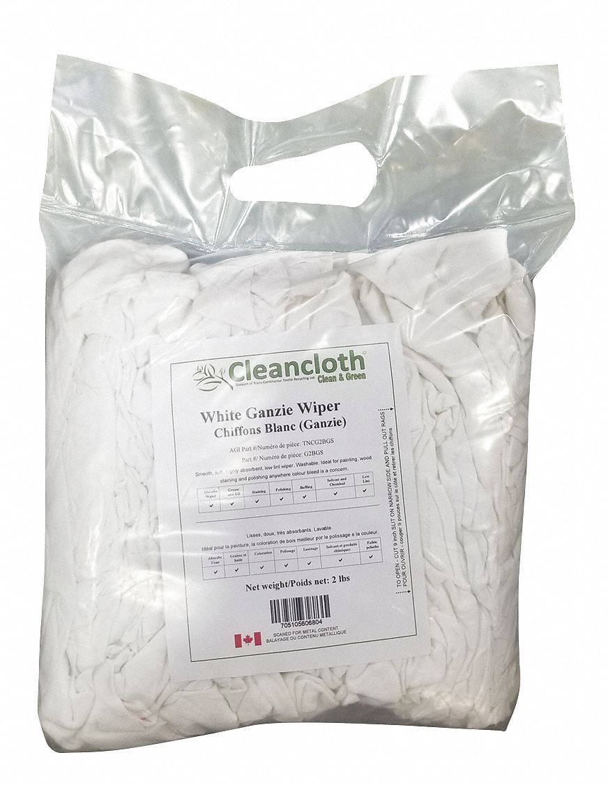 TISSU T-SHIRT GANZIE,PNTR ET TNTR,BLC,DIFFÉRENTES TLE,2 LB,CTN,BTE EST DE 13