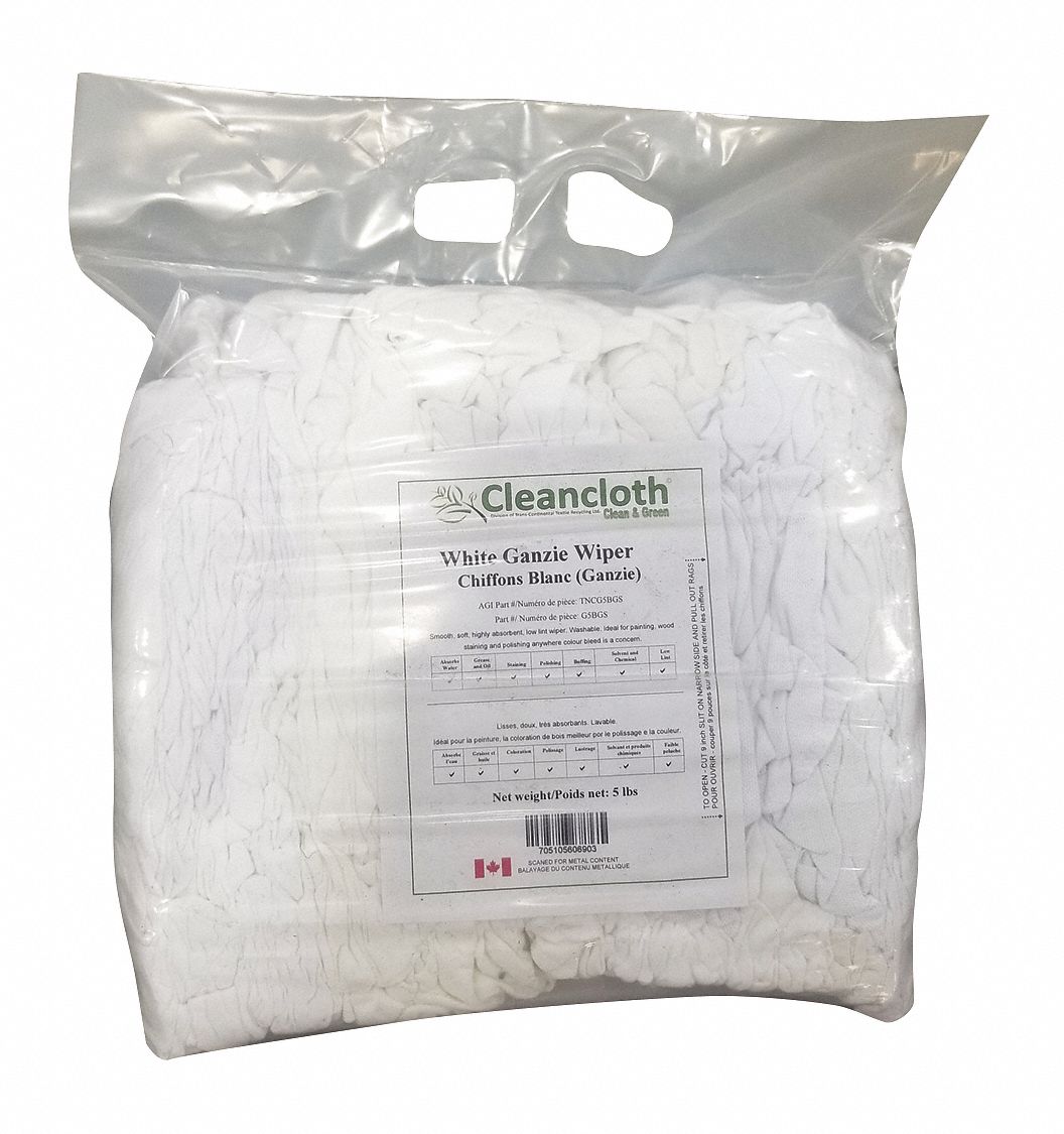 TISSU T-SHIRT GANZIE,PNTR ET TNTR,BLC,DIFFÉRENTES TLE,5 LB,CTN,BTE EST DE 37