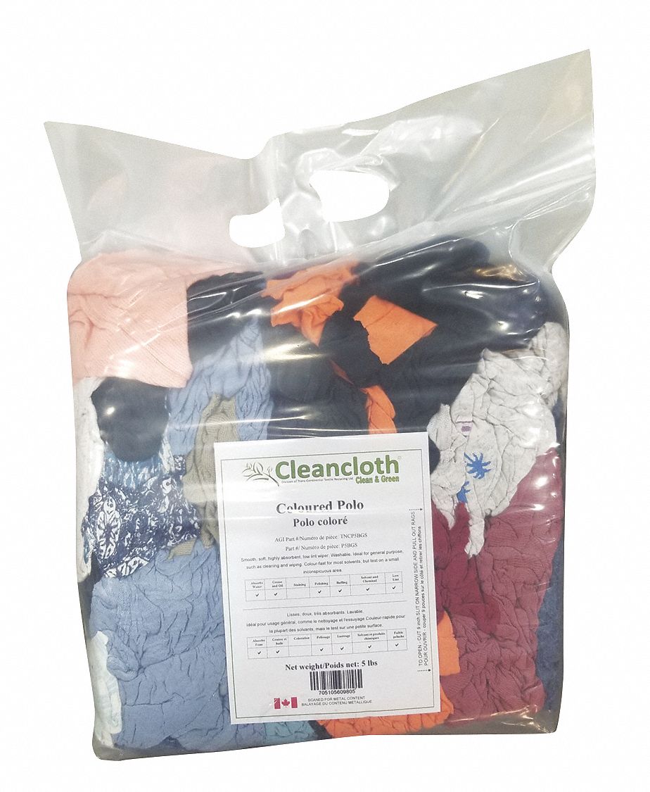 CHIF TISSU,T-SHIRT,USG GÉN,COULEURS ASSORS,DIFFÉRENTES TLE,5 LB,CTN,BTE EST DE 37