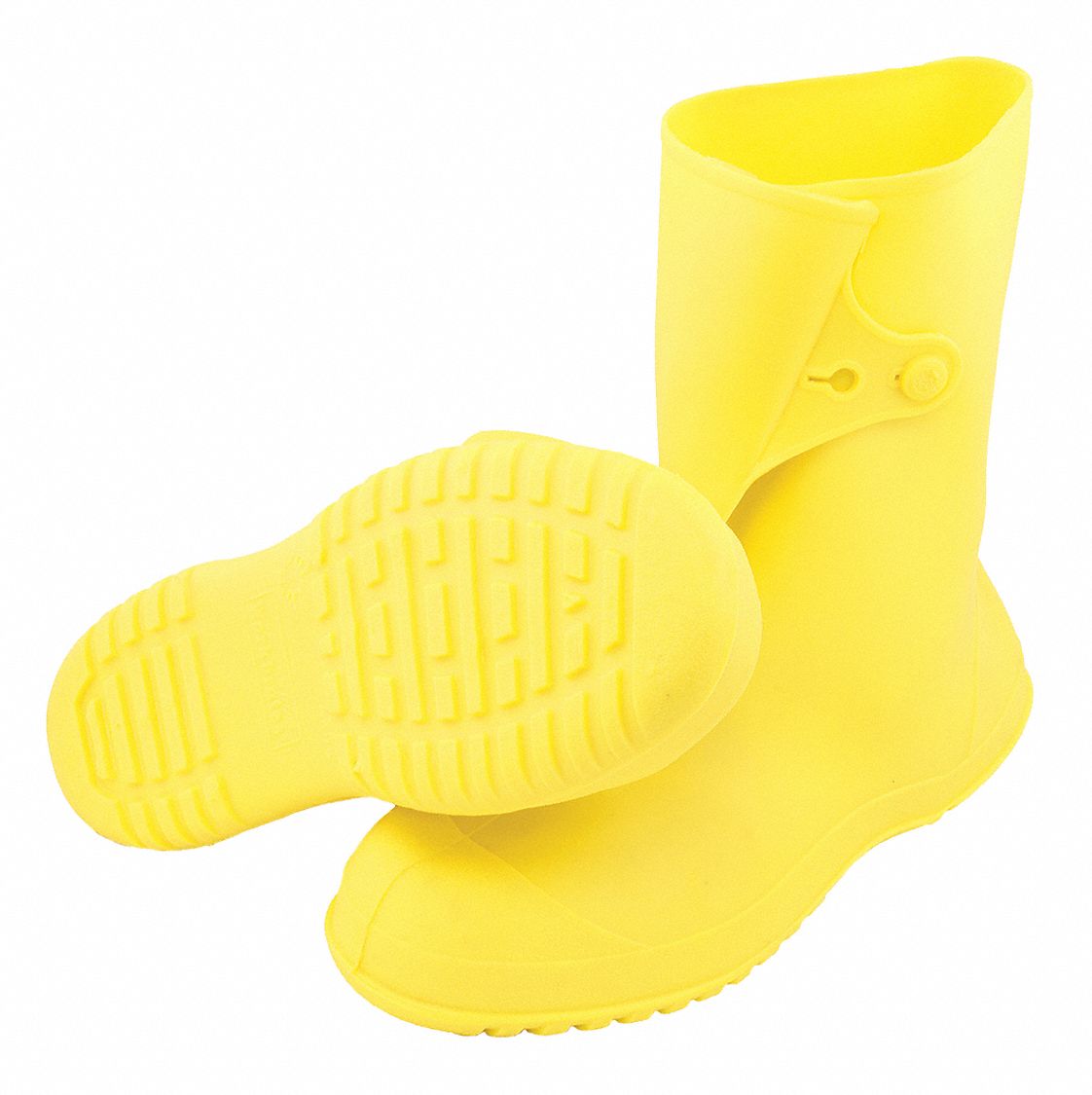 OVERSHOE, PLAIN TOE, MID CALF, WATERPROOF, UNISEX, YELLOW, SIZE 8, M, 10 IN HEIGHT