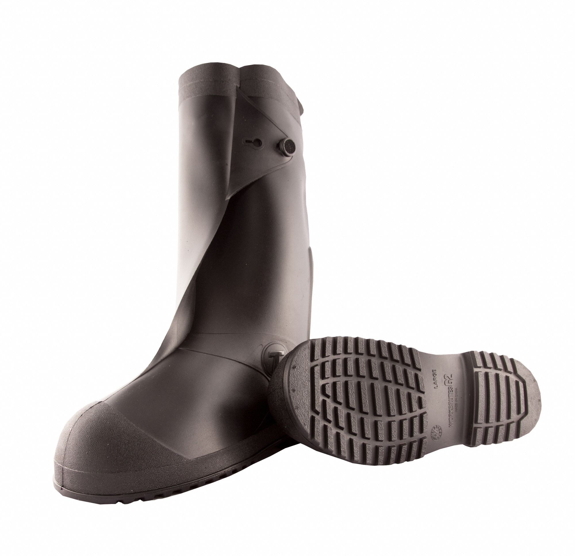OVERSHOE, PLAIN TOE, COVERS KNEE, WATERPROOF, UNISEX, BLACK, L, 17 IN HEIGHT