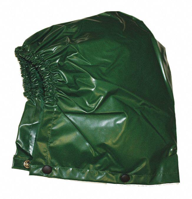 RAIN HOOD, GRN, L, NYLON/PUR, RESISTS: ABRASION/OIL/RAIN/MILDEW, LAP CONSTRUCTED SEAMS