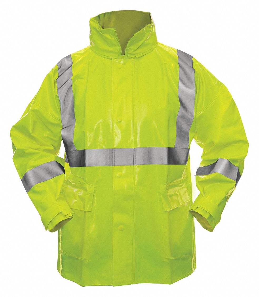 FR JACKET, CSA Z96, ZIPPER/2 POCKETS, SZ 3XL/CHEST 66 IN/32 IN L, YELLOW, PVC/POLYESTER