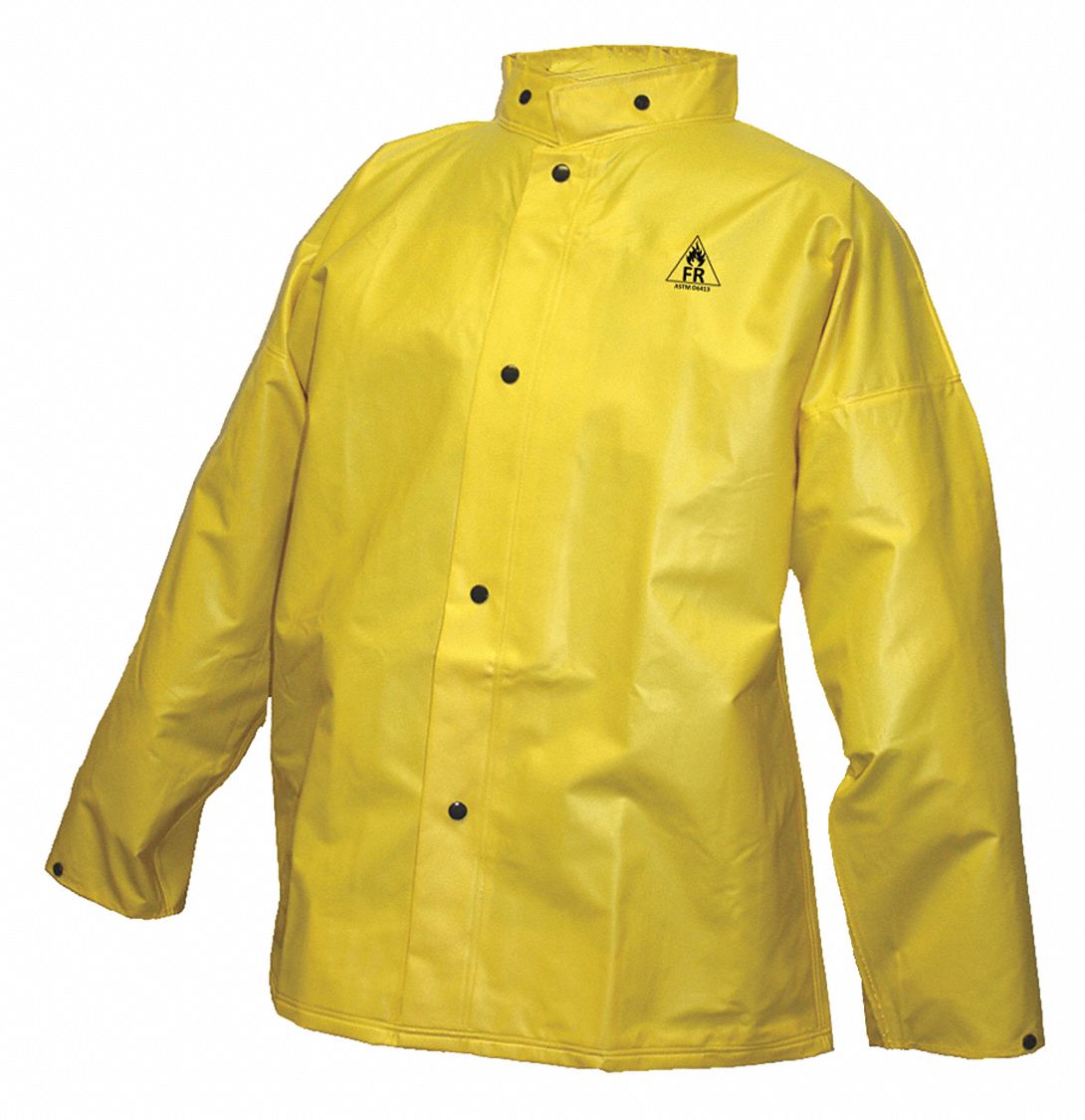 UNISEX RAIN JACKET, YELLOW, XL, POLYESTER, PVC, 8 OZ/SQ YD FABRIC, 0.27 MM THICK