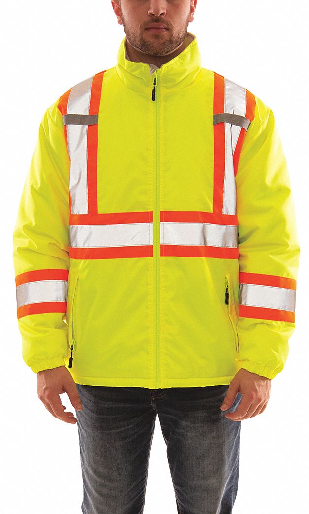 HIGH-VISIBILITY WINTER LINER, LIME/YELLOW, 43 IN CHEST/28 IN L, MEDIUM, POLYESTER/TAFFETA