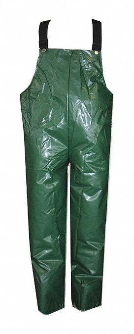 UNISEX O22007 RAIN BIB OVERALL, GREEN, M, PUR, RESISTS: CHEMICALS, 12 MM THICK