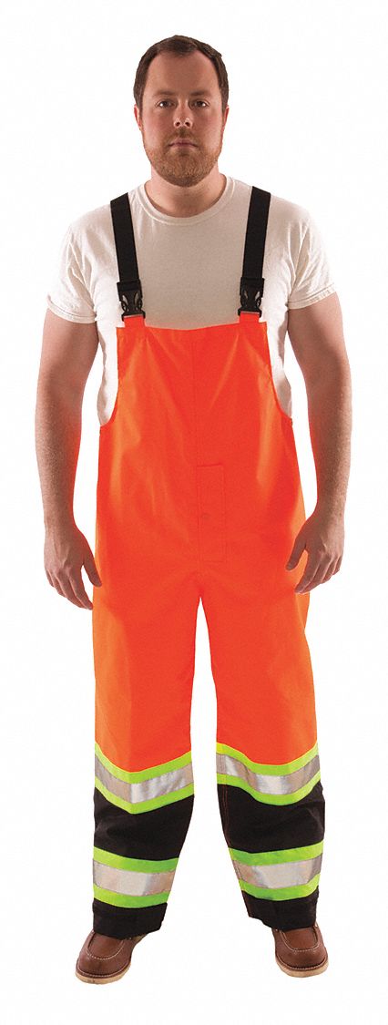 HI-VIS, OVERALL, CSA Z96, ORANGE, 33 IN INSEAM, 60 IN WAIST, POLYESTER/POLYURETHANE