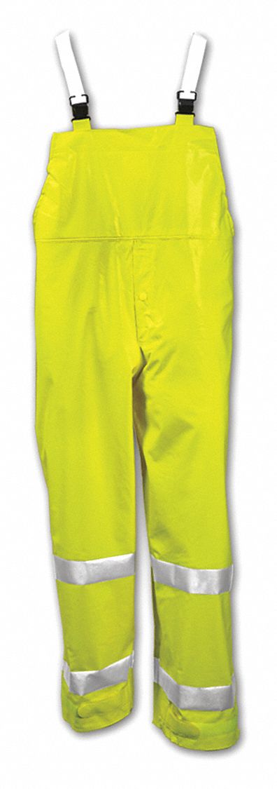 COVERALL, FR, CSA Z96, 11 0Z, WAIST 50 IN, INSEAM 31 IN, BUCKLES, YELLOW, X-LARGE, PVC