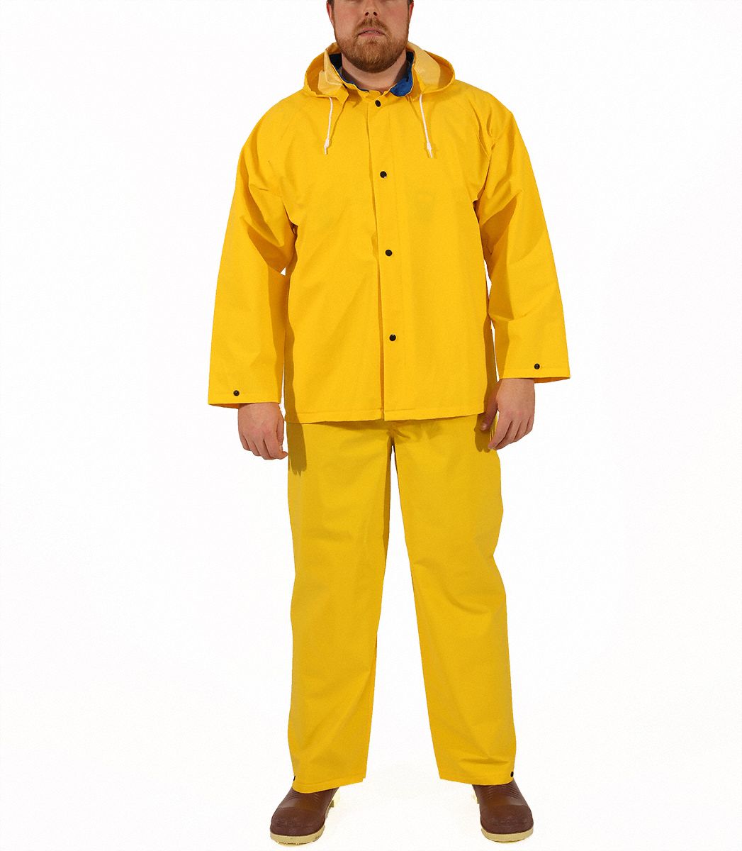 MEN'S RAIN SUIT, YELLOW, 2XL, POLYESTER, RESISTS: SALTS, 0.35 MM THICK, WELDED SEAMS