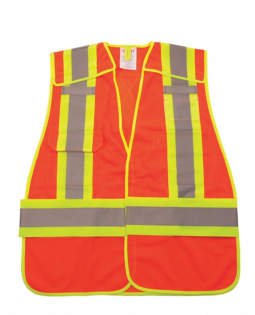 UNISEX HI-VIS VEST, M/XL, ORANGE, X STRIPE ON BACK, CSA Z96, ADJUSTABLE