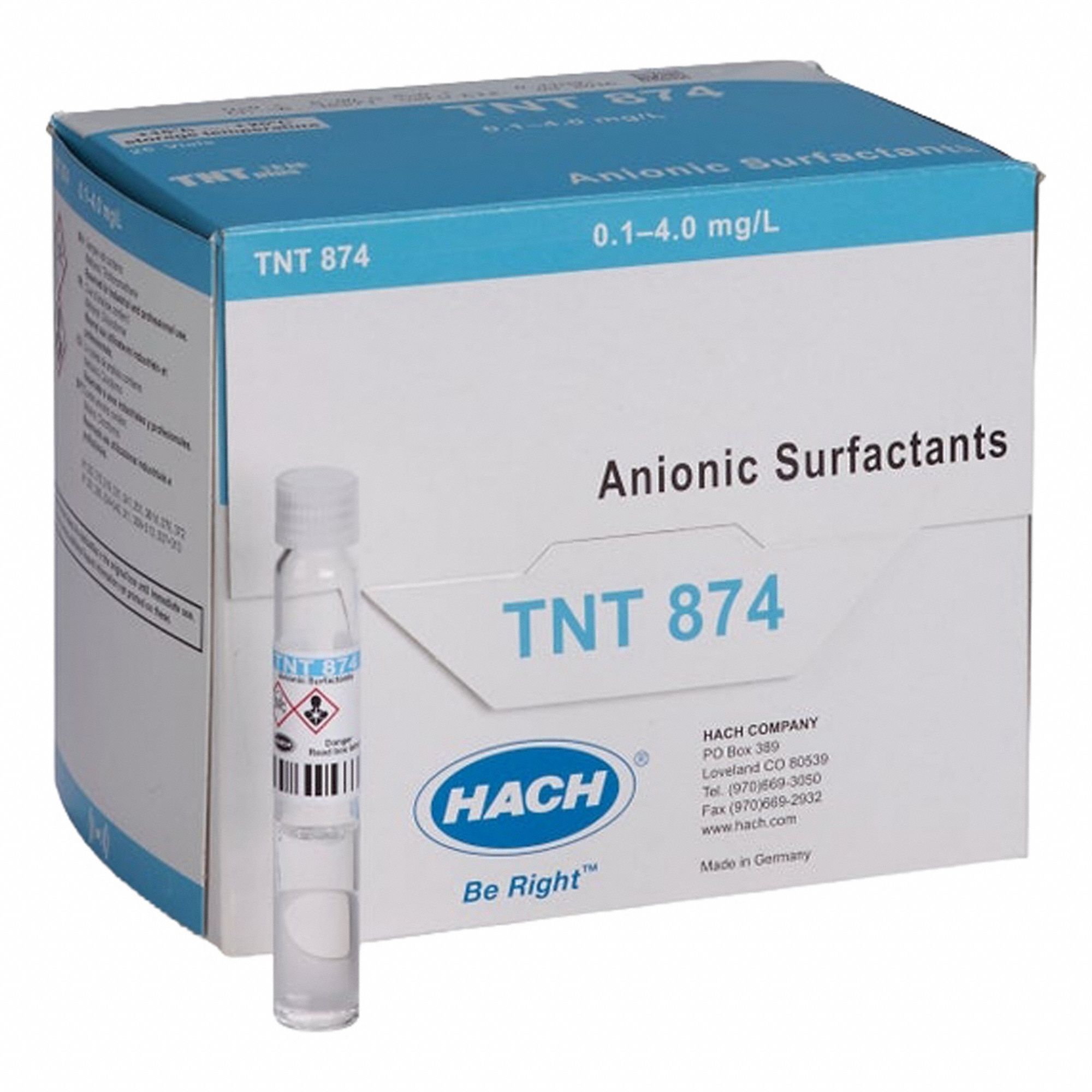 HACH, 0.1 to 4 mg/L, TNT874, Anionic Surfactants Vial Test - 897ZU3 ...