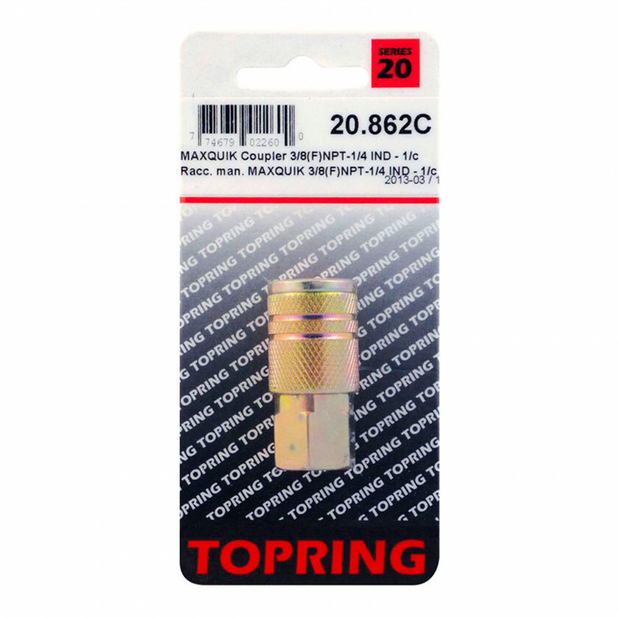 QUICK COUPLING, -40 °  TO 107 ° C, STEEL, 250 PSI AT 70 °  F, NPT CONNECTION, 3/8 IN