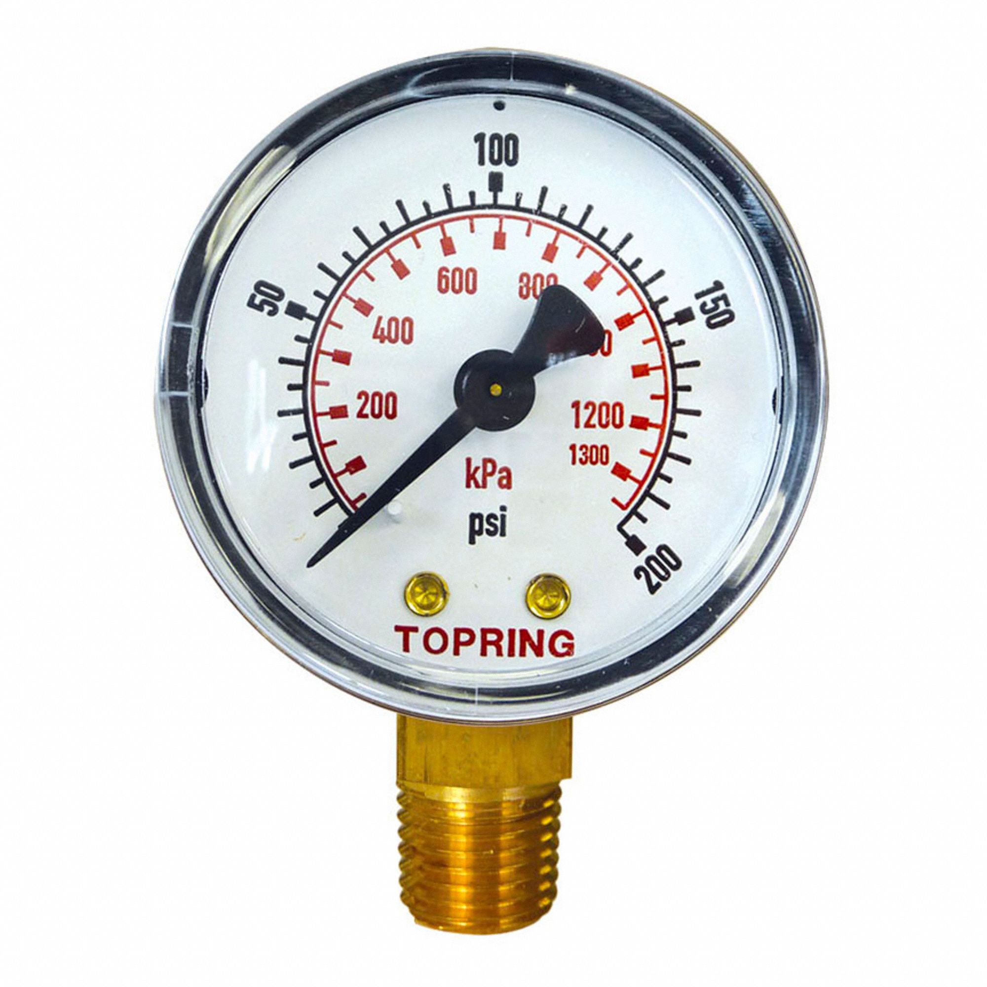 DRY GAUGE,2 IN,STEEL,0-200PSI