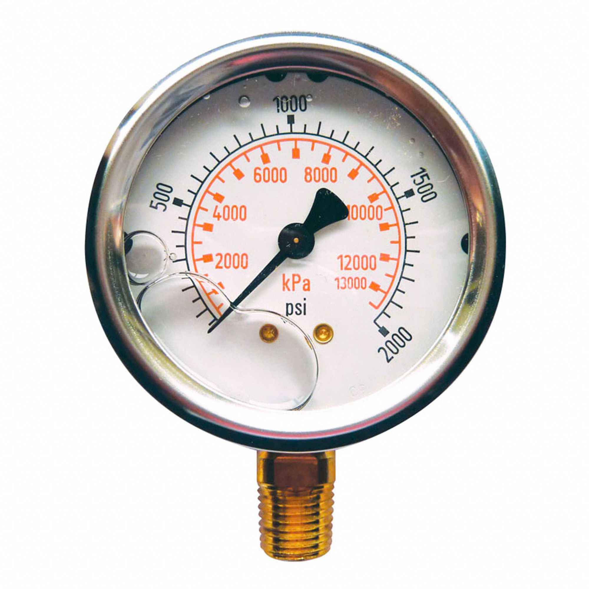 DRY GAUGE,2-1/2 IN,STEEL,0-200PSI