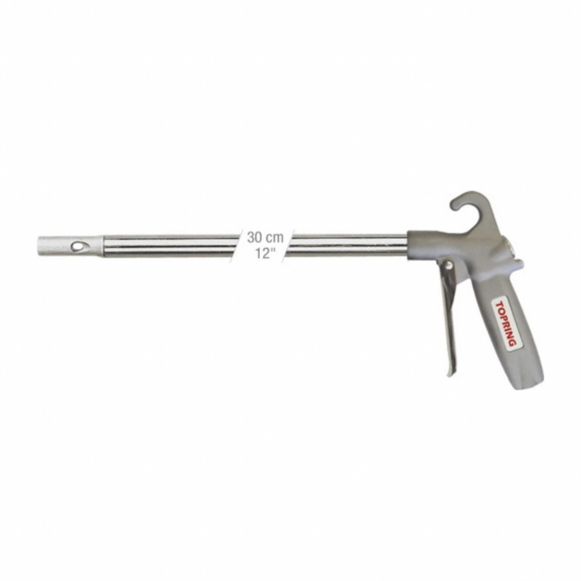 AIR-POWERED GUN, DIE CAST ALUMINUM, AIR INLET SIZE/TYPE NPT/1/4 IN, FEMALE, 108 DB, 16 15/16 IN L X 6 11/16 IN W, SILVER