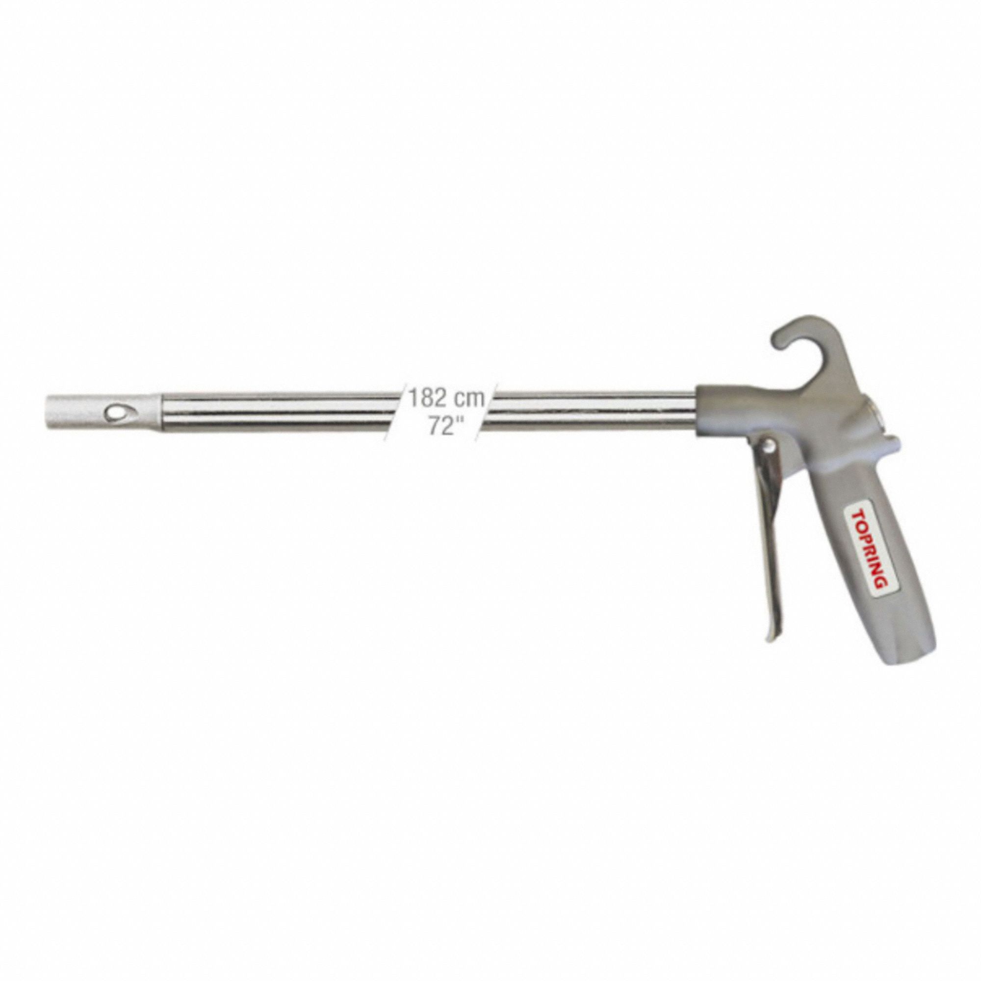 AIR-POWERED GUN, DIE CAST ALUMINUM, AIR INLET SIZE/TYPE NPT/1/4 IN, FEMALE, 108 DB, 76 25/32 IN L X 6 11/16 IN W, SILVER