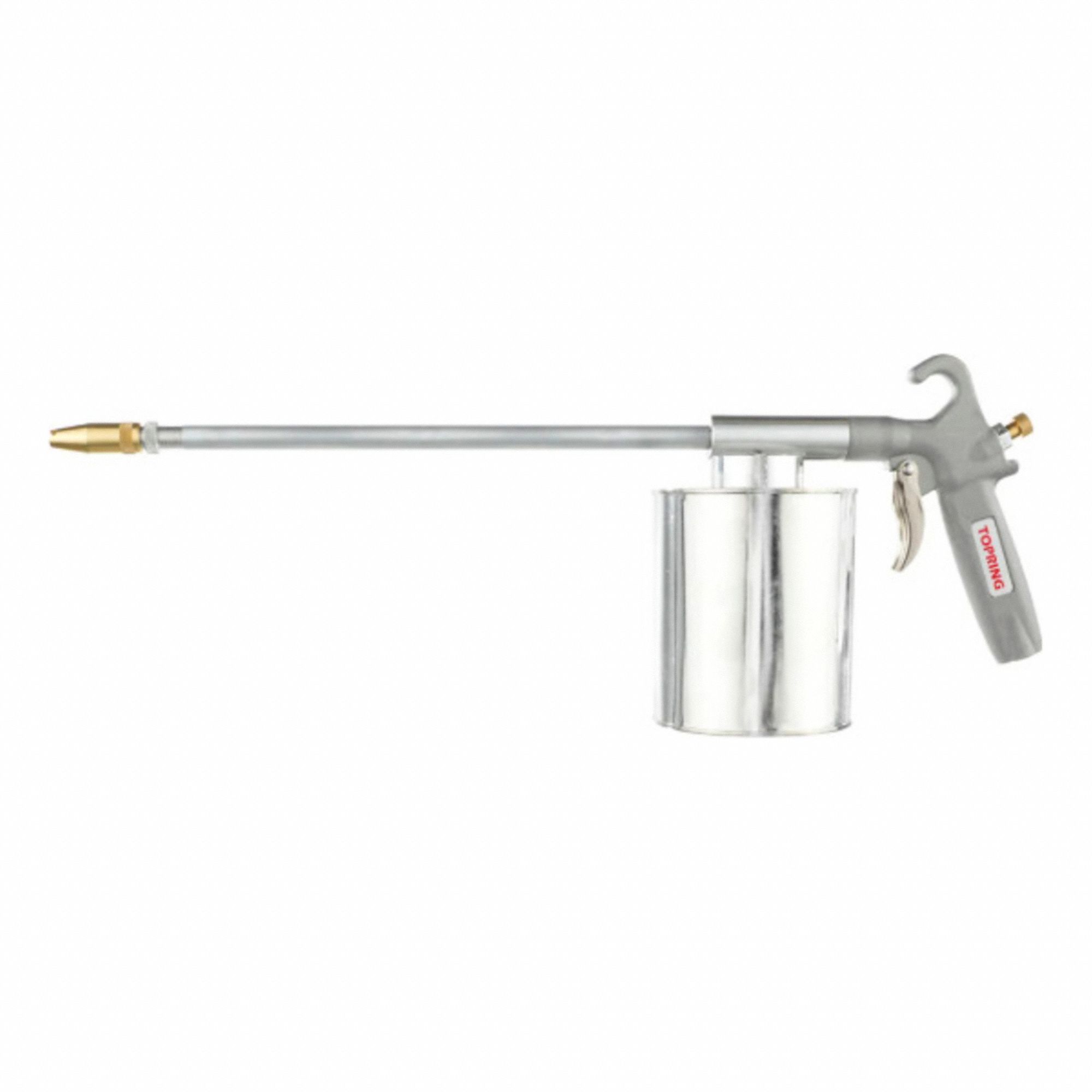AIR-POWERED GUN, DIE CAST ALUMINUM, AIR INLET SIZE/TYPE NPT/1/4 IN, FEMALE, 5 1/8 IN L X 10 7/16 IN W, SILVER