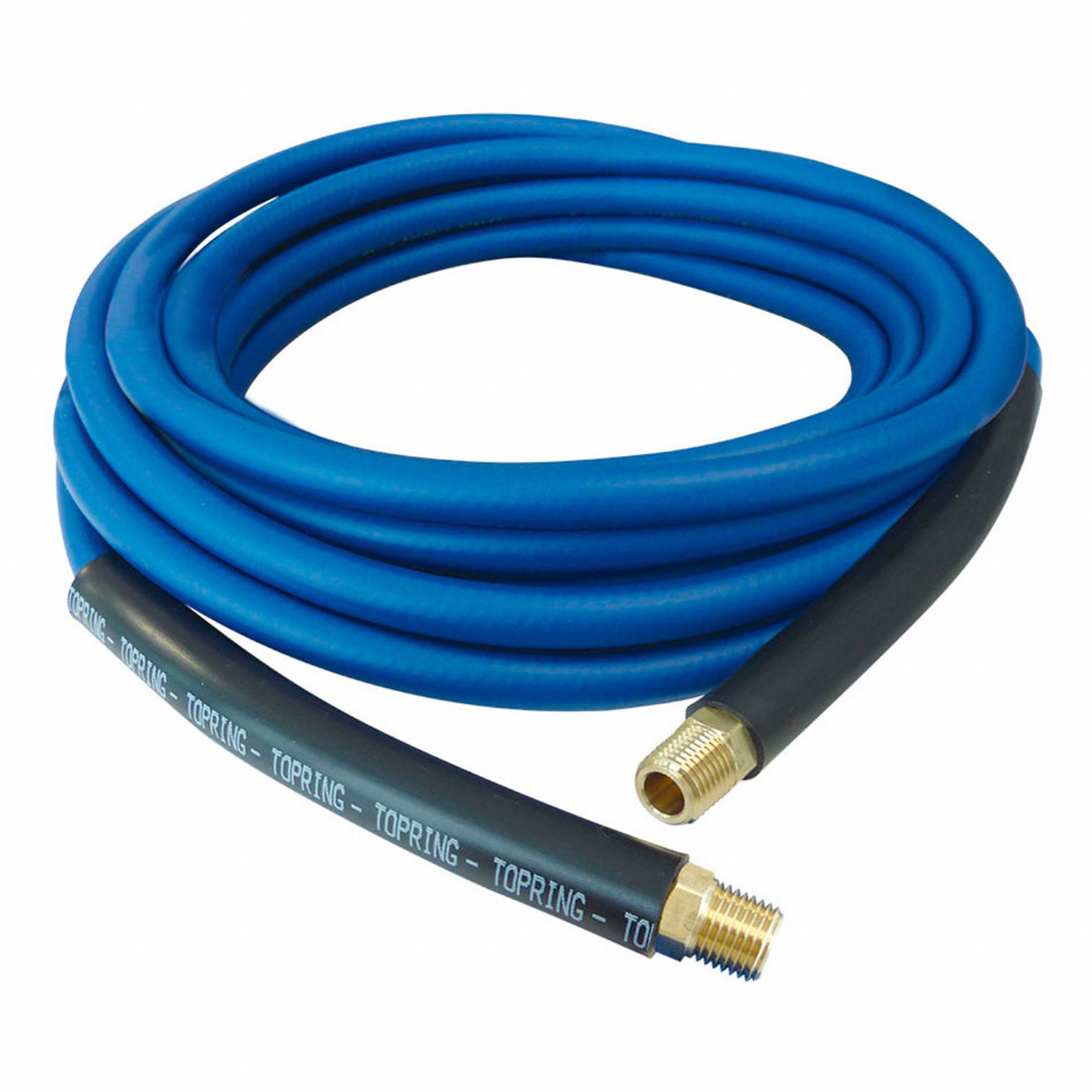 AIR HOSE, -26 ° C TO 65 ° C, PVC, 100 FT L, BLUE, 300 PSI AT 70 °  F, ¼ IN ID, ¼ IN HOSE FITTINGS