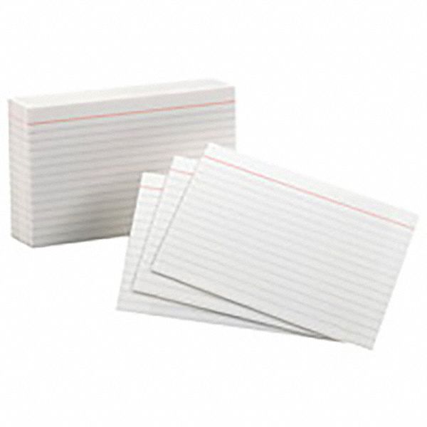 INDEX CARDS,4 IN X 6 IN,RULED,PK100