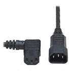 POWER CORD, PVC, 18 AWG, 10 A, 250V AC, 3 CONDUCTORS, 2 FT, IEC C14 TO LEFT ANGLE C13