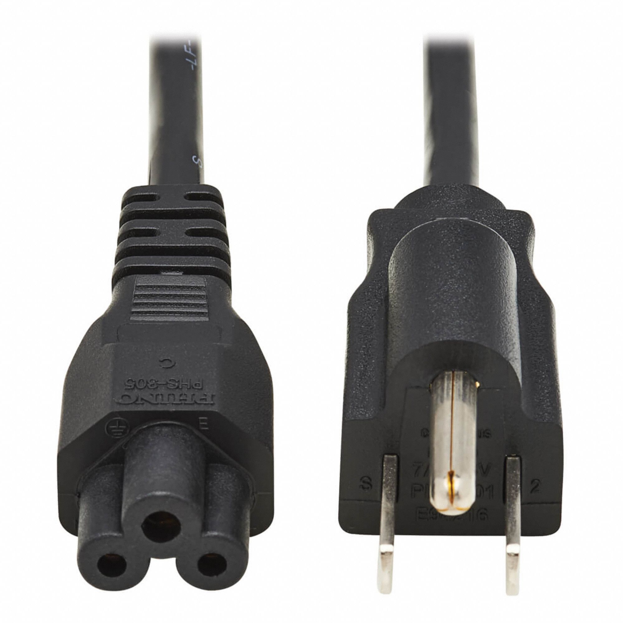 POWER CORD, PVC, 18 AWG, 7A, 125V AC, 3 CONDUCTORS, 6 FT, NEMA 5-15P/IEC C5 CONNECTION