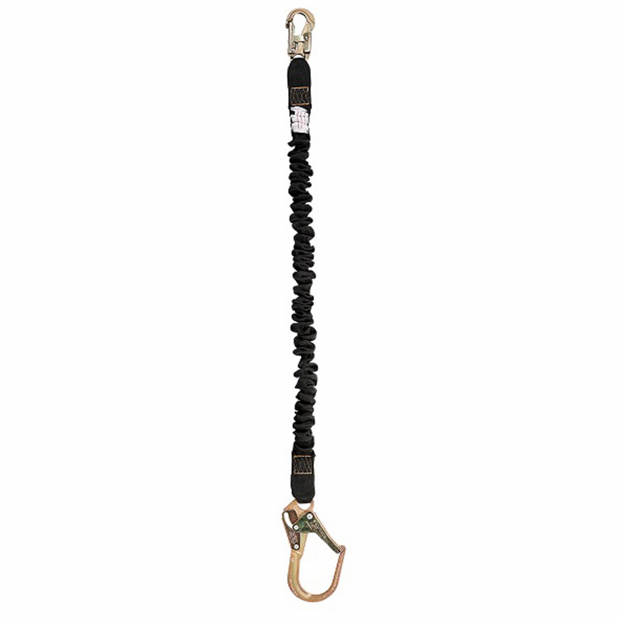 SHOCK-ABSORBING LANYARD, STEEL HARDWARE, 9 29/32 FT MAX FALL, 220 LB CAPACITY, 1 LEG