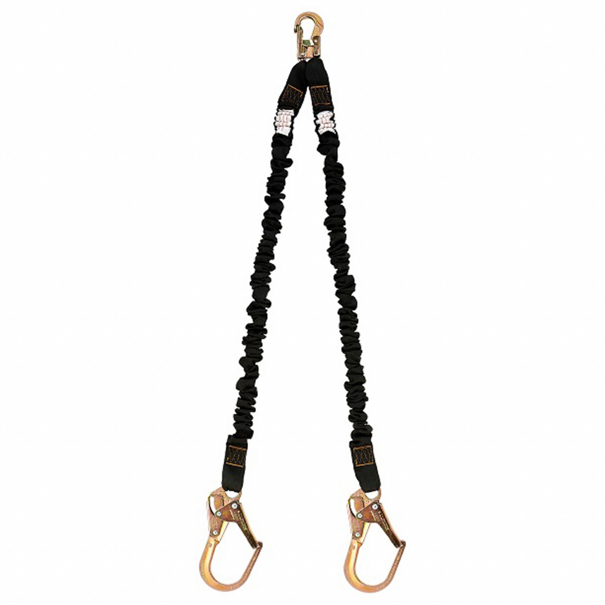 SHOCK-ABSORBING LANYARD, STEEL HARDWARE, 9 29/32 FT MAX FALL, 220LB CAPACITY, 2 LEGS