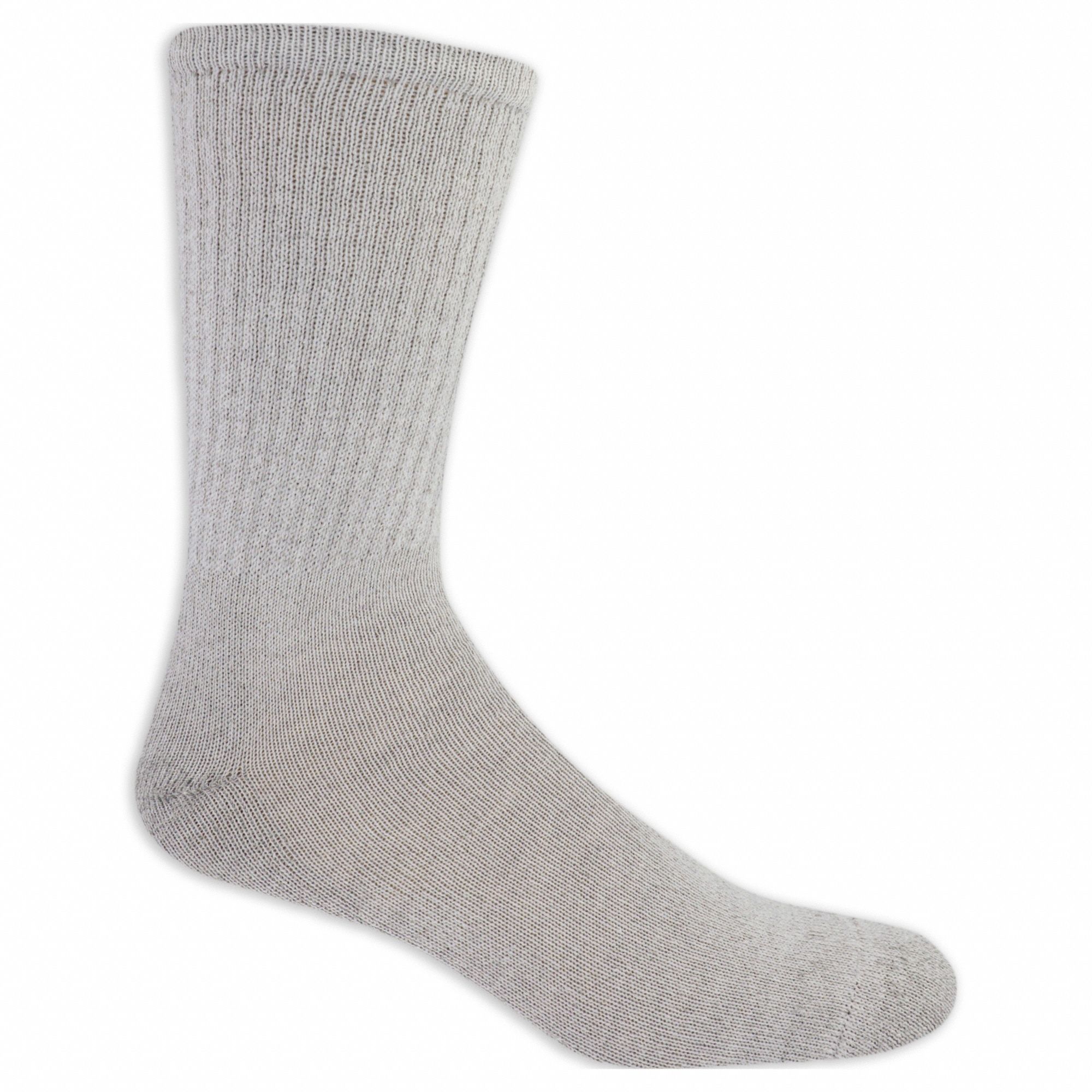 Socks: Crew, 10 1/2 in, Men's, Gray, Polyester, Full Cushioned/Moisture Wicking, 10 PK